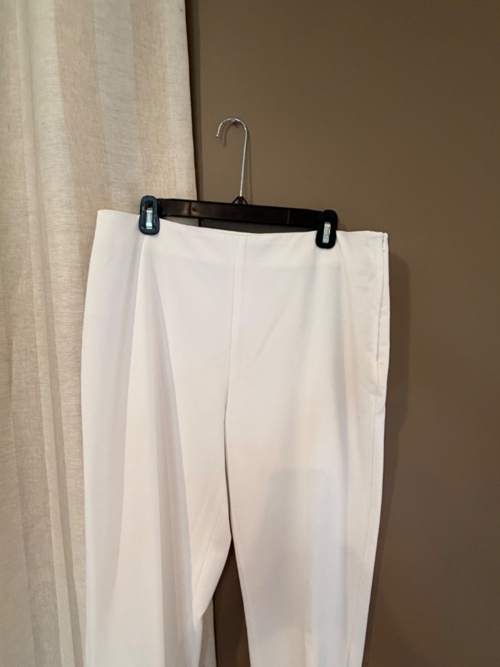 Talbots White Lined Classic Side Zip Slim Pants, Size 14 - Picture 2 of 14